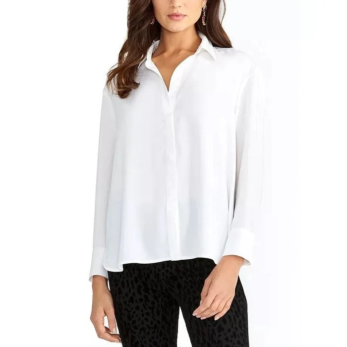 Rachel Roy Women's Button Front Shirt Black Size Large