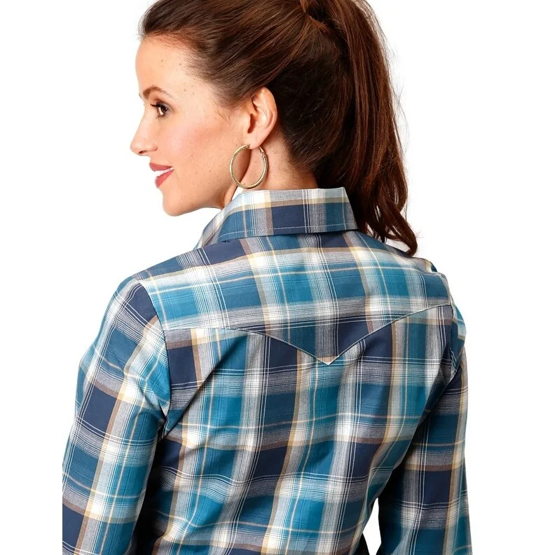 Roper Western Shirt Womens L/S Plaid Purple 03-050-0278-7030 PU