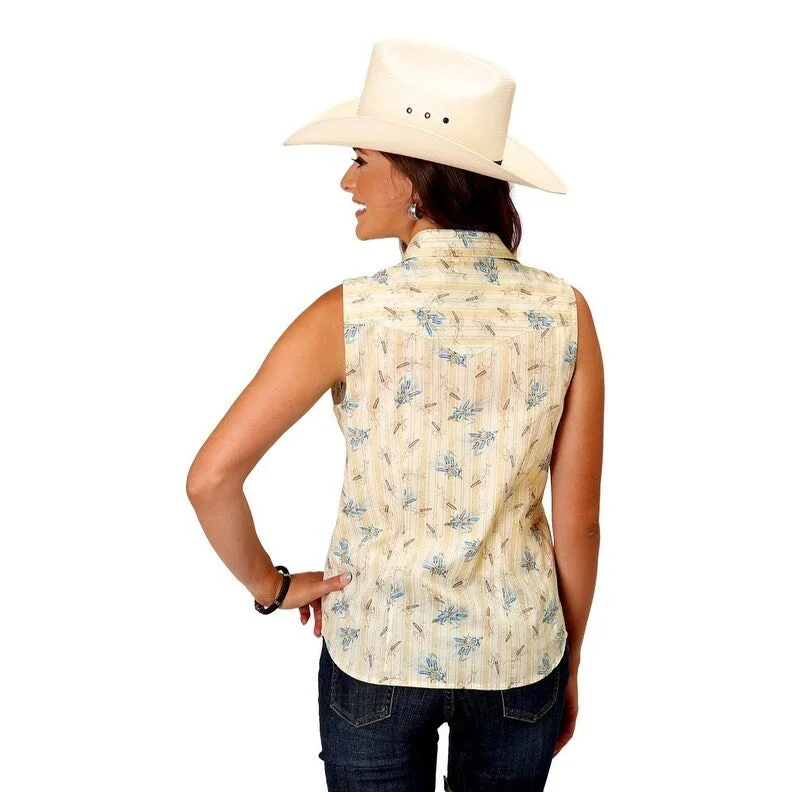 Roper Western Shirt Womens Sleeveless Plaid Tan 01-052-0019-0564 TA