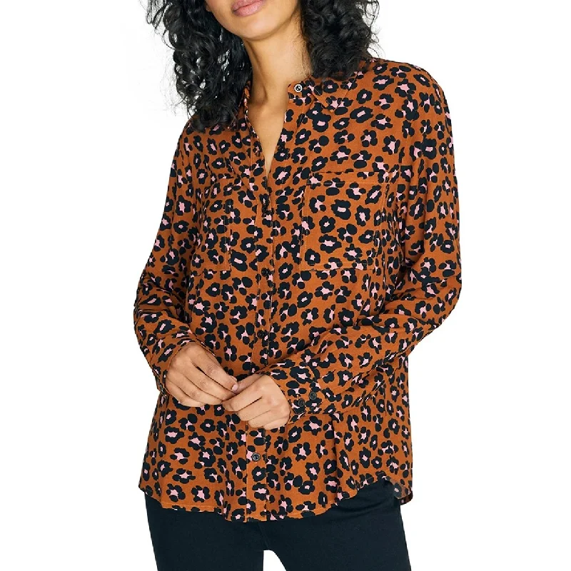 Sanctuary Women's Monday To Sunday Animal Print Button Up Shirt Black Size X-Large