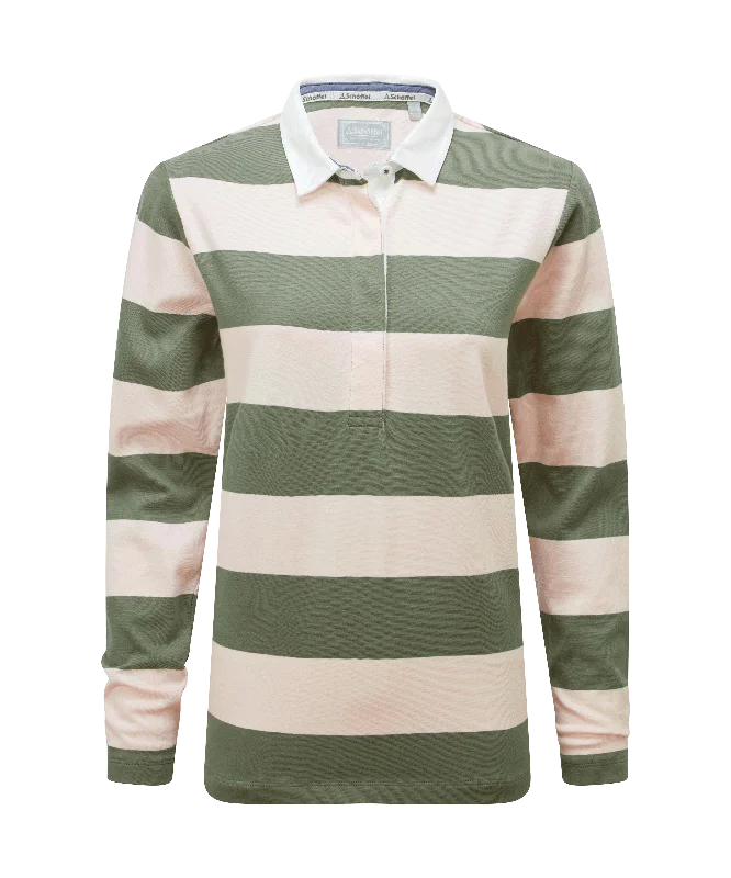 St Mawgan Rugby Shirt - Cedar/Blush Stripe