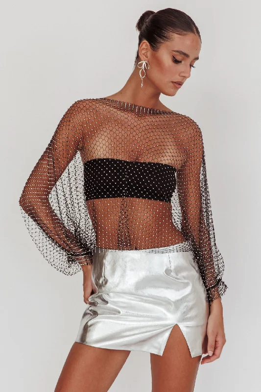 Drama, Drama Long Sleeve Fishnet Top Black