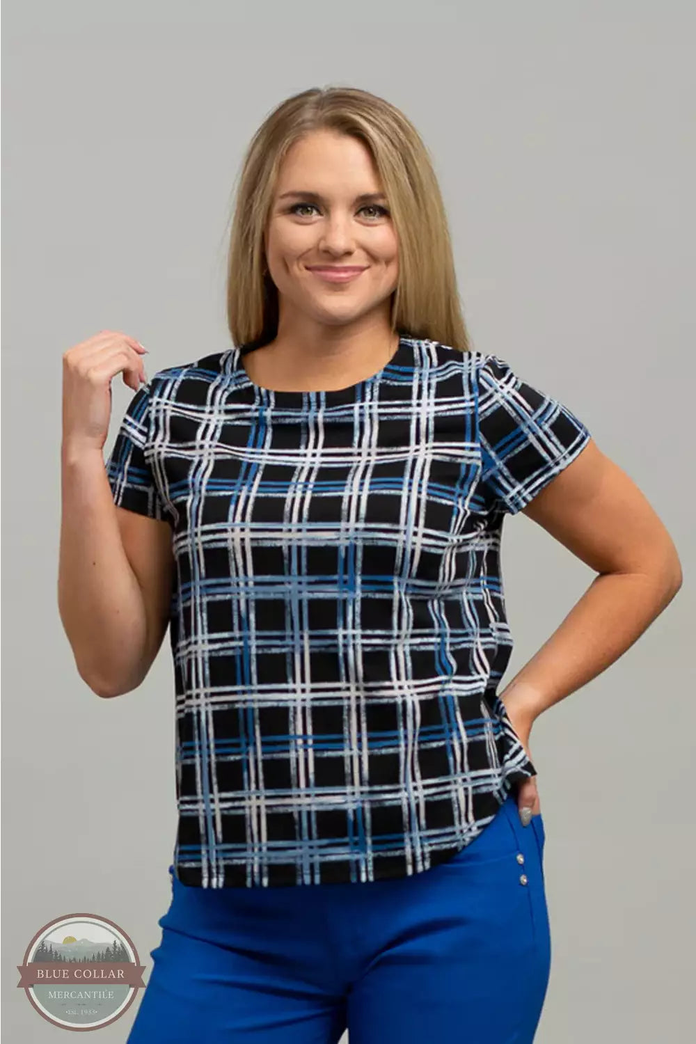 T2982241 Blue Plaid T-Shirt