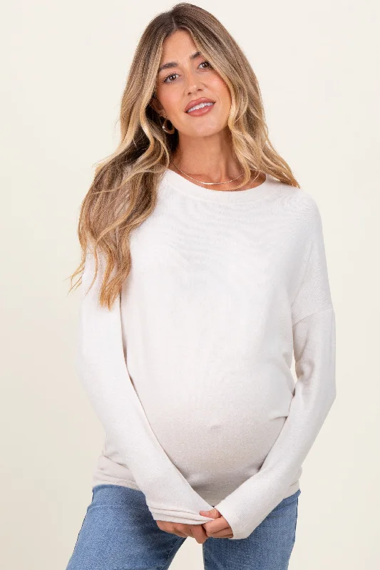 Ivory Knit Long Sleeve Maternity Top