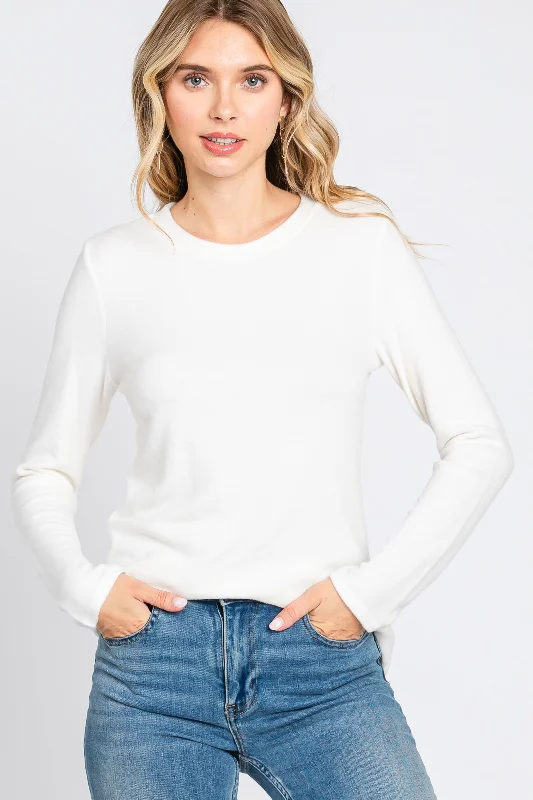 Ivory Soft Brushed Long Sleeve Top