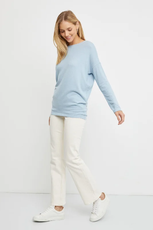 Light Blue Knit Long Sleeve Top