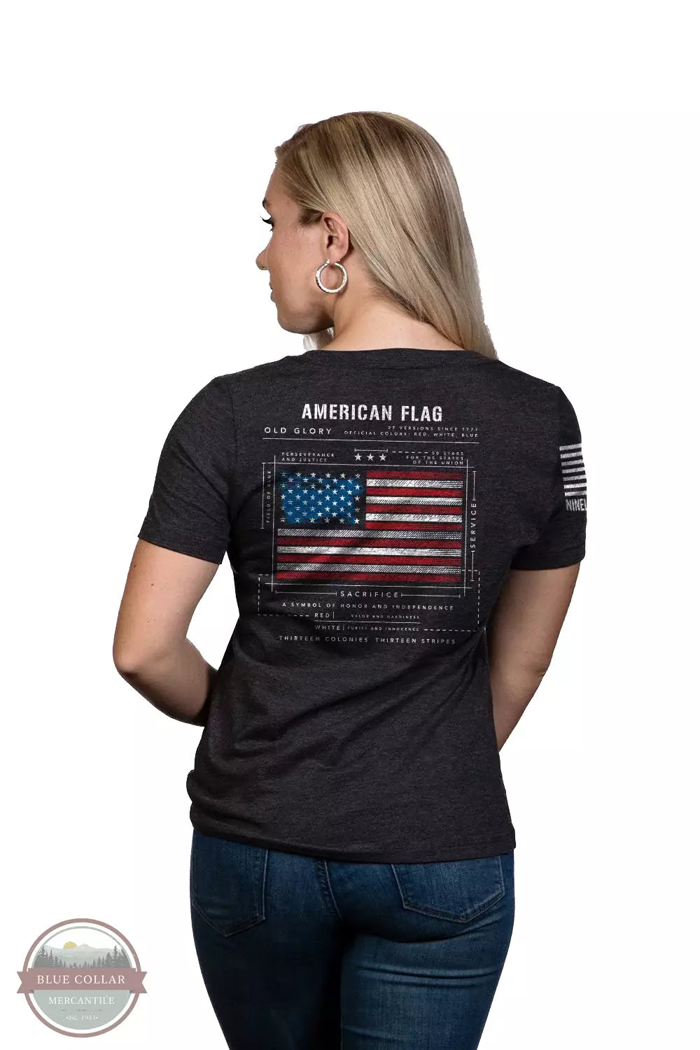 FLAGSCH-WRVN-HTHRDARKGREY American Flag Schematic T-Shirt