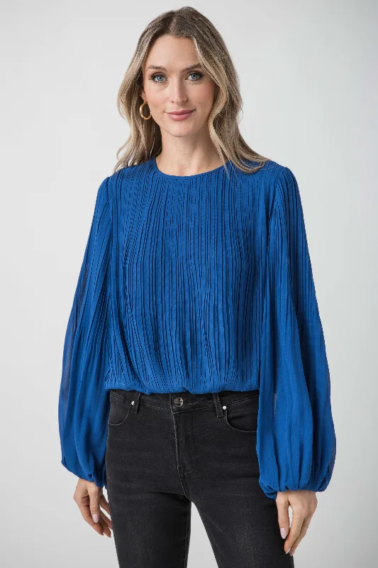 Pinch Pleated Long Sleeve Bubble Top