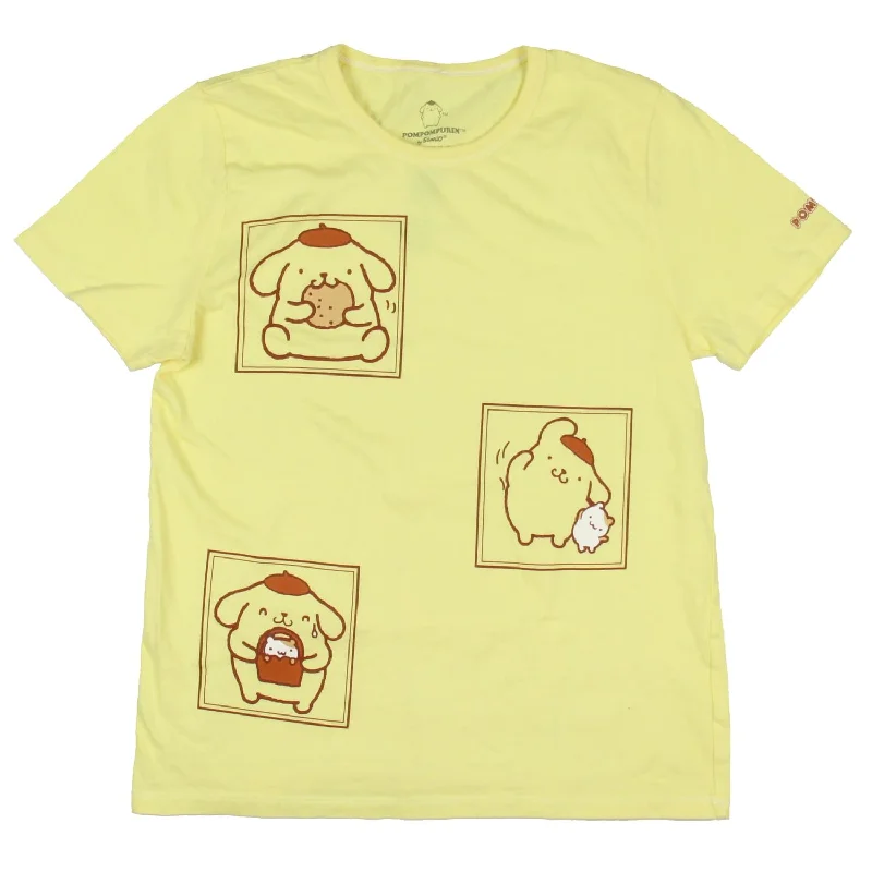 Sanrio Pompompurin Women's Three Square Character Design Junior's Graphic Print Short Sleeve T-Shirt