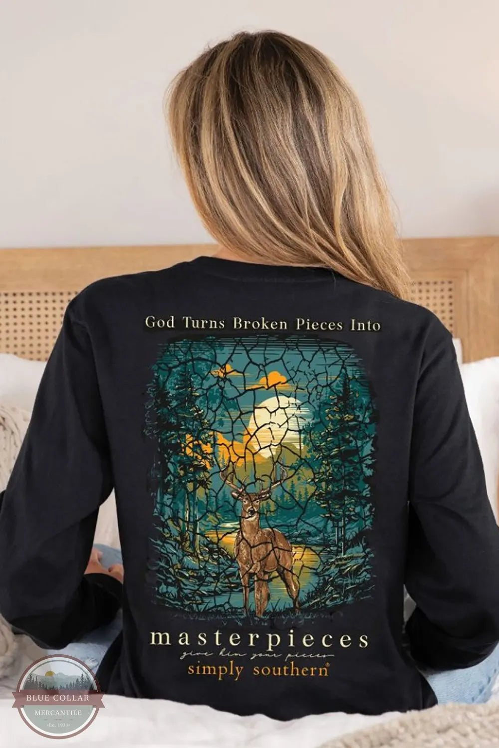 LS-BROKEN-BLACK God Turns Broken Pieces Into Masterpieces Long Sleeve T-Shirt