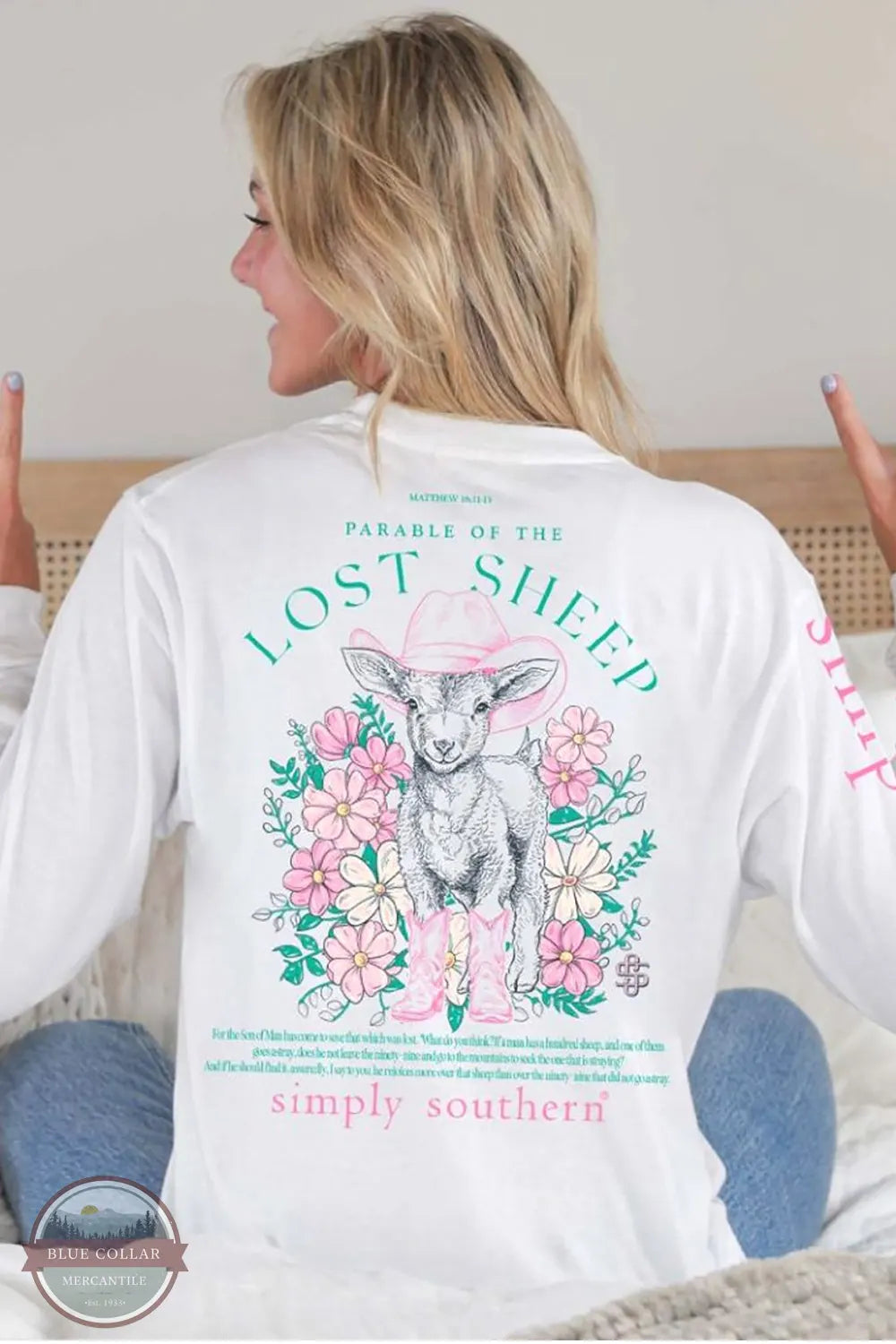 LS-SHEEP-WHITE Parable of the Lost Sheep Long Sleeve T-Shirt