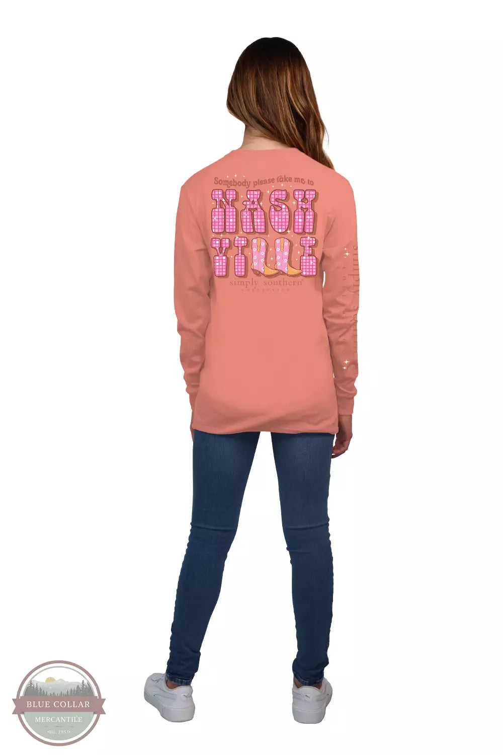 LS-NASHVILLE-PEACH Take Me to Nashville Long Sleeve T-Shirt