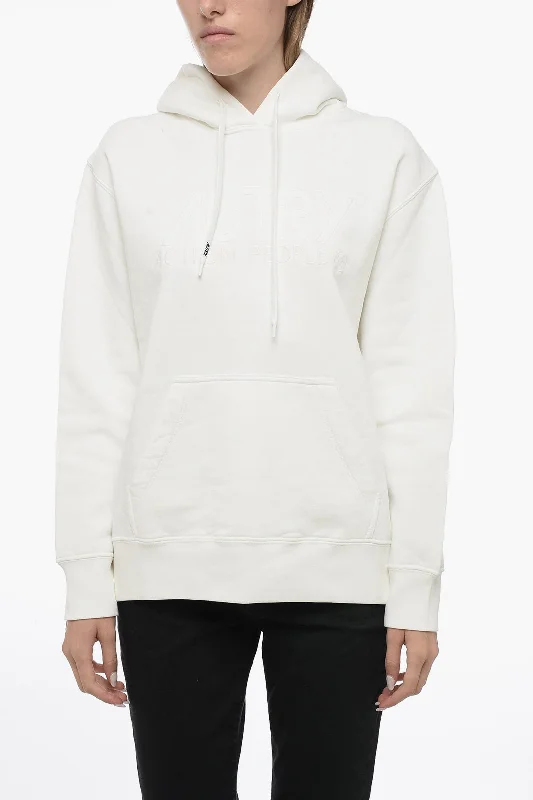 Autry Fleeced-Cotton Hoodie with Tone on tone Embroidery Logo