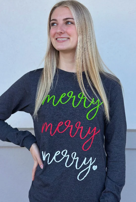 MERRY MERRY MERRY-DARK GREY HEATHER SWEATSHIRT