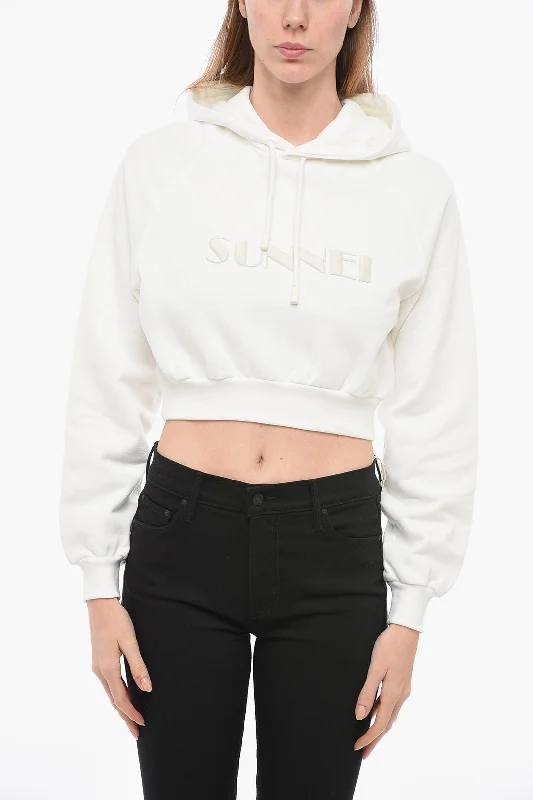 SUNNEI Cropped Fit Hoodie with Embroidered Logo