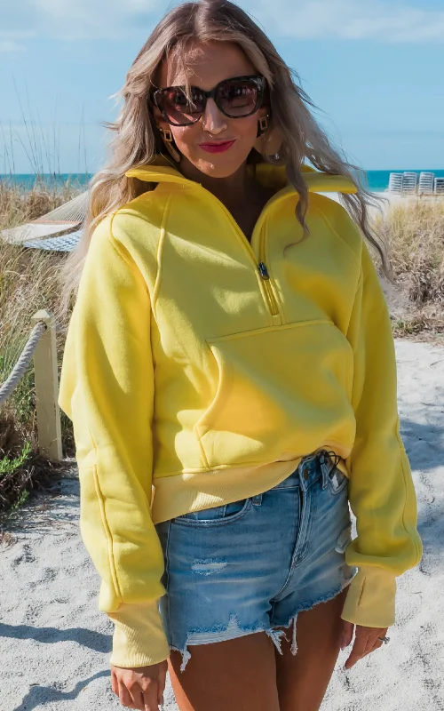 The Ava Yellow 1/2 Zip Mock Neck Sweatshirt by Salty Wave**DEAL-COUPON EXCLUDED