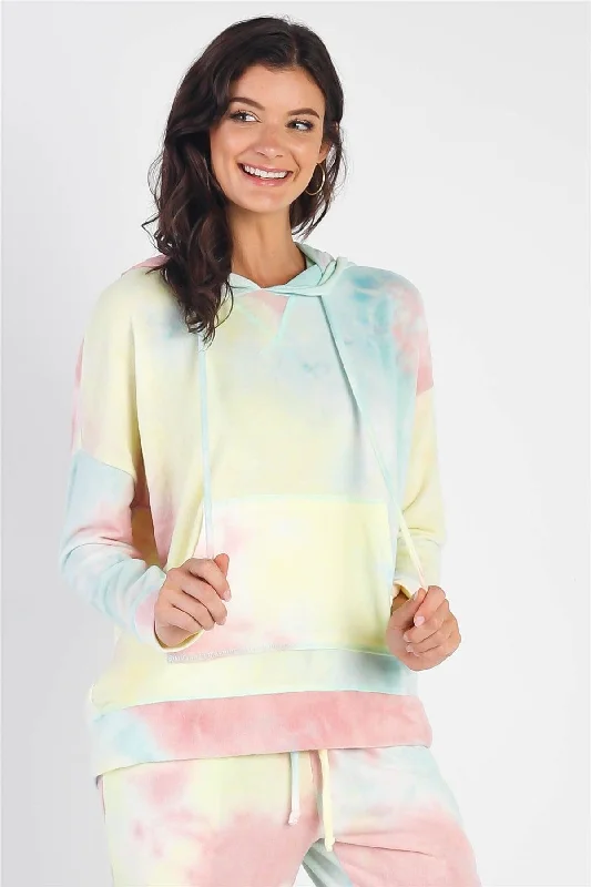 Tie-Dye One Pocket Long Sleeve Hooded Sweatshirt