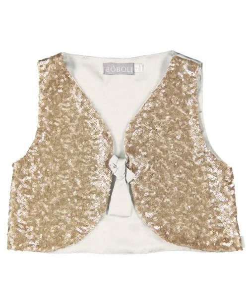 Boboli Satin Sequin Vest - Gold