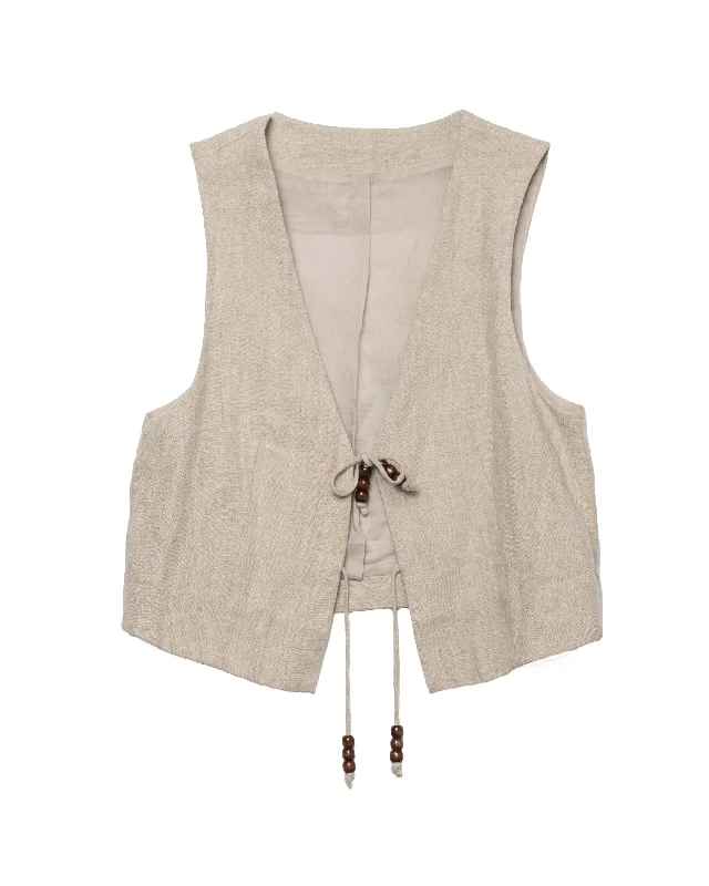 Isla Linen Vest - Natural Linen by Desert Queen