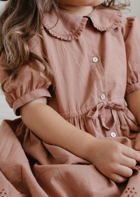 Aurora | Ruffle Collar Cotton Dress | Chocolat