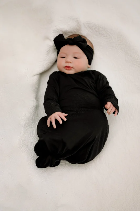 Baby Knot Gown Set: Black