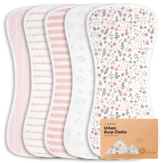 KeaBabies 5-Pack Urban Burp Cloths (Sweet Charm)