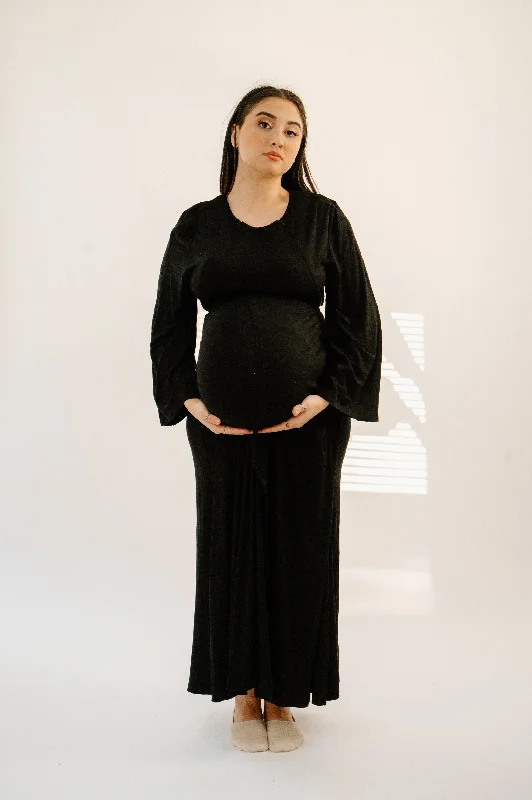 Nadia Labor & Postpartum Gown in Black